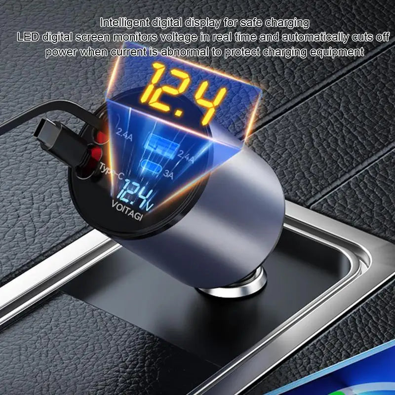 Retractable Car Charger 4-in-1