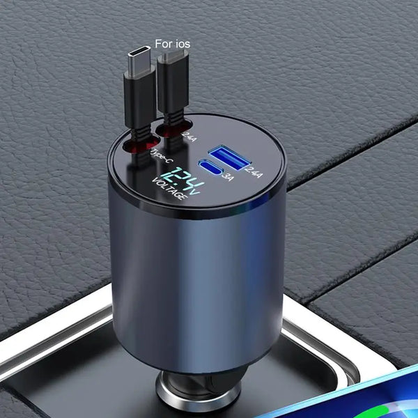 Retractable Car Charger 4-in-1