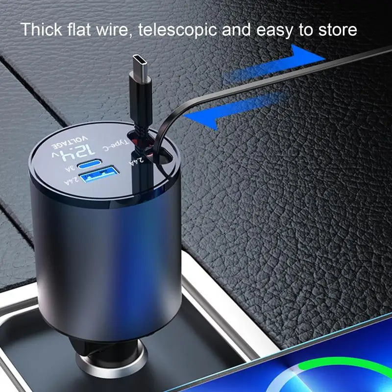 Retractable Car Charger 4-in-1